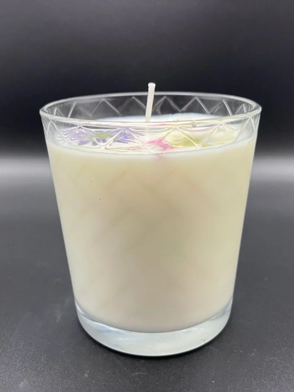 Lavender Daisy Cut Glass Soy Candle